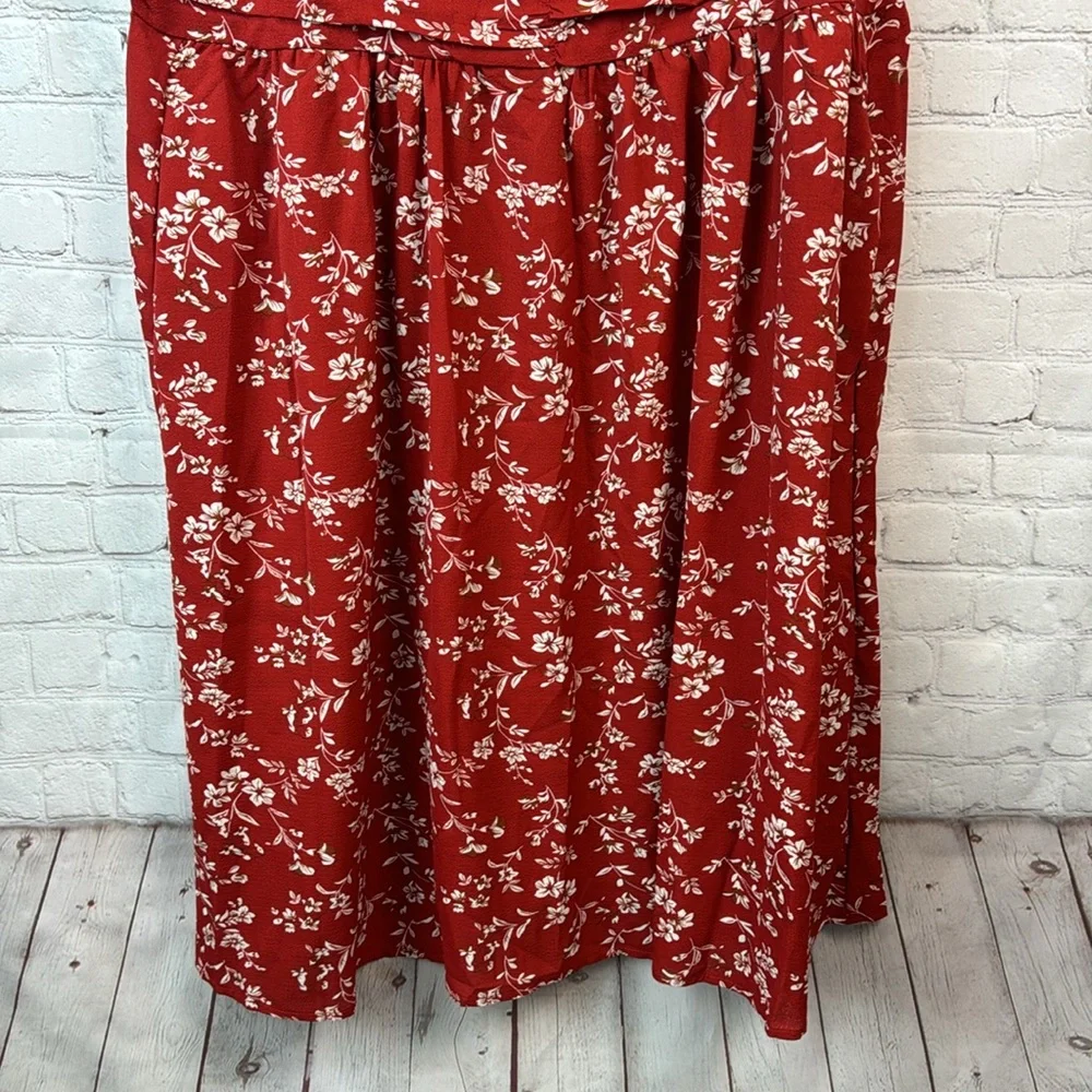 BloomChic Red & Cream Floral Crossover Pocket Tank Dress Plus Size 2X - Picture 5 of 6